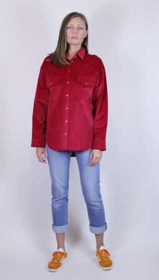 Koszula z bawełnainego weluru w kolorze czerwonym