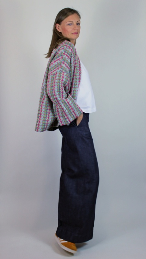 Kurtka z tkaniny wełnianej typu Chanel