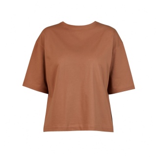 T-shirt z bawełny z elastanem w kolorze mocca muse